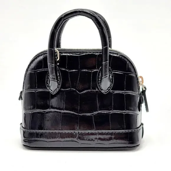 BALENCIAGA Black Calfskin Logo Crocodile Embossed Mini Ville Top Handle Bag XXS - Picture 12 of 16